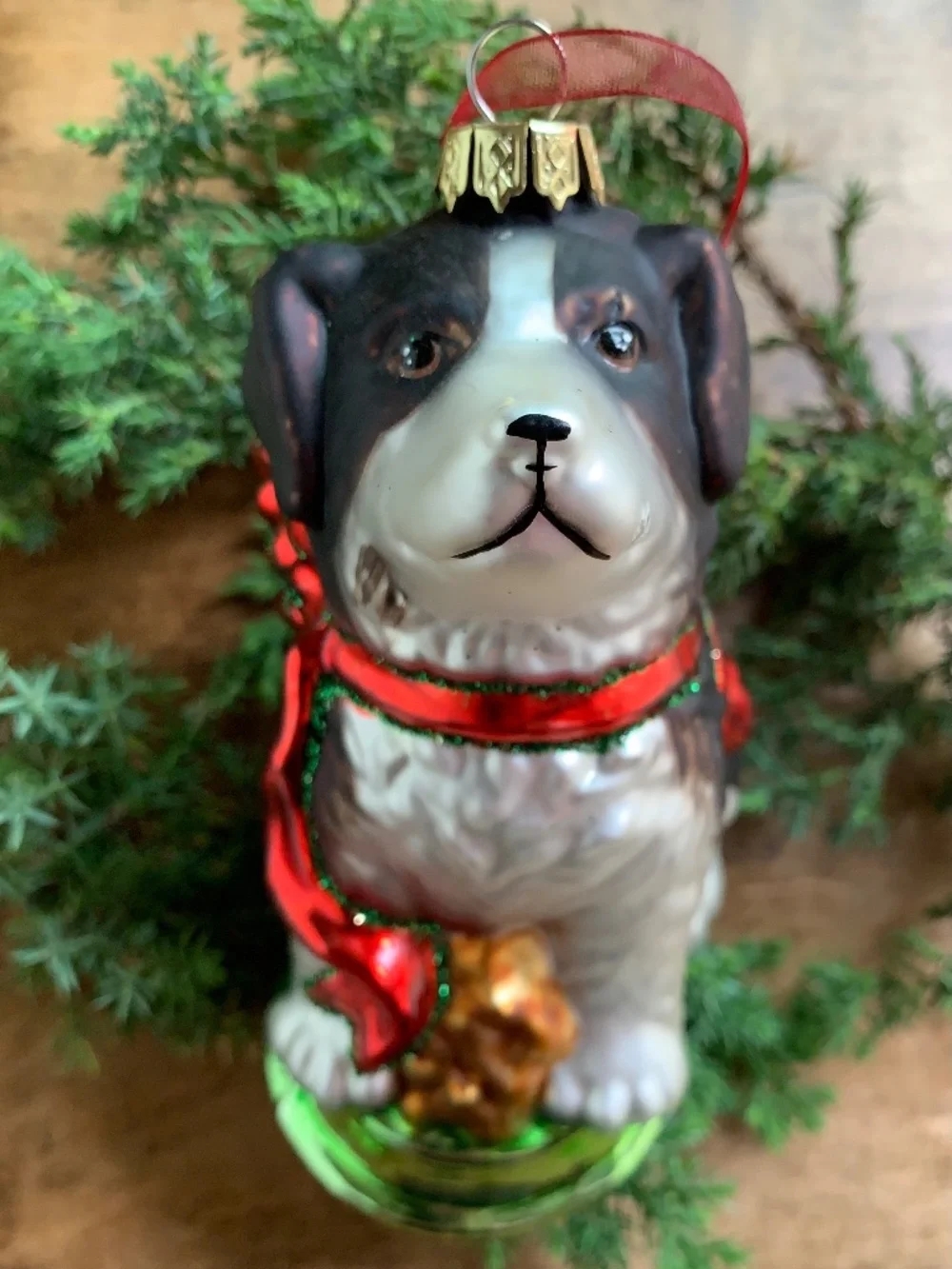 BORDER COLLIE DOG GLASS CHRISTMAS ORNAMENT LARGE HAND-BLOWN HOLIDAY DECOR